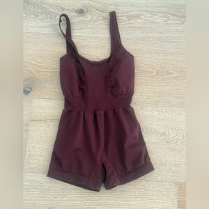 NWOT Free People x The Class collab Runsie Shorty in Henna Burgundy Size XS/S